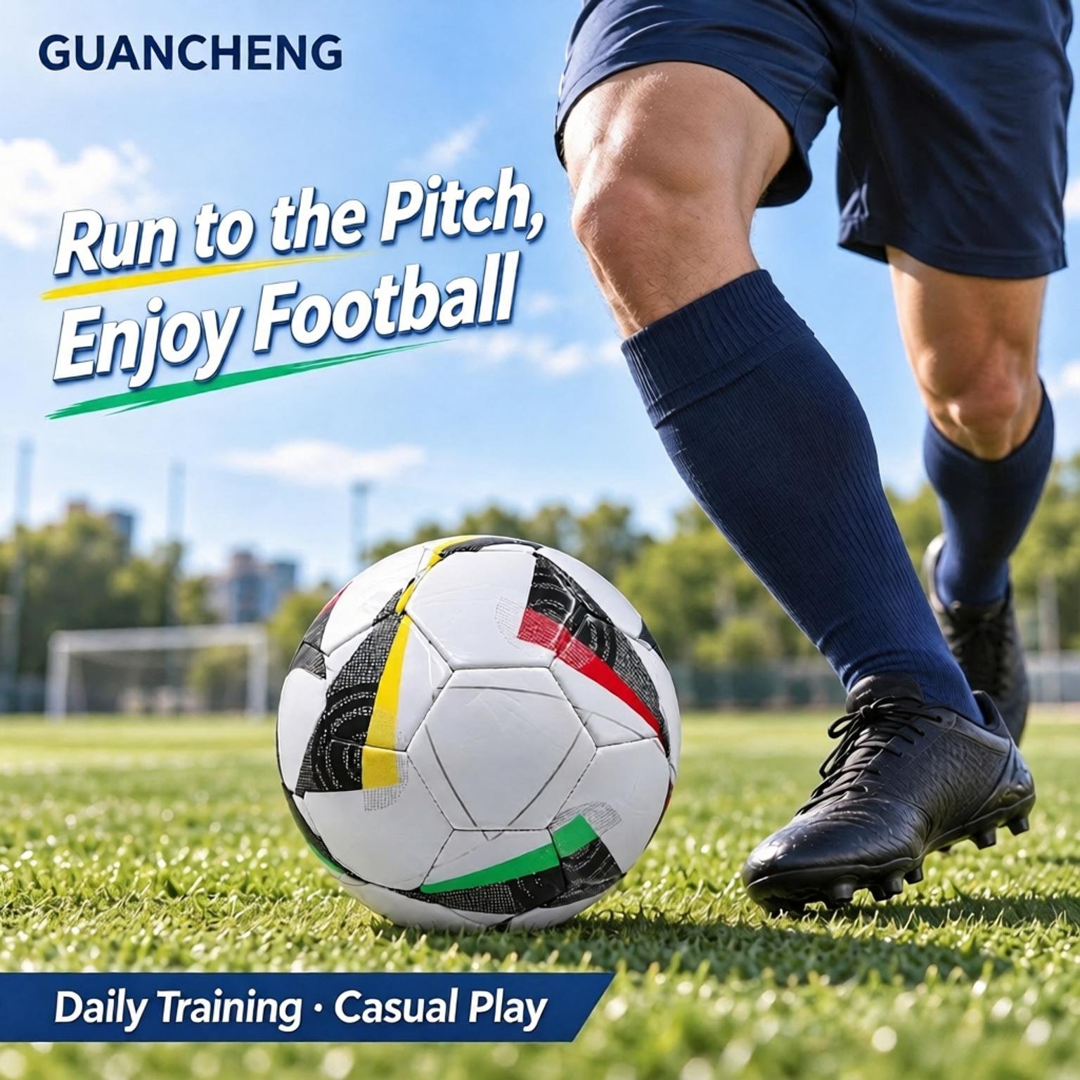 GUANCHENG Thermal Bonded PU Soccer Ball, Rubber Bladder, Durable Football for Indoor Outdoor Training Match - 图片 5